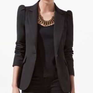 Zara Woman Black Puff Shoulder Blazer - Size XS